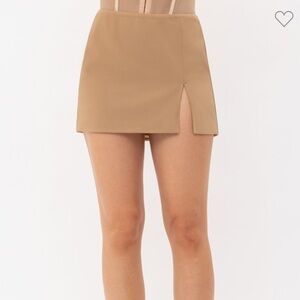 Tan/Camel Side Slit Mini Skirt (High Waist) BRAND NEW